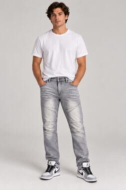 Smoke Rise Men’s Moto Biker Jeans 40x32 Gray Acid Wash Distressed Denim